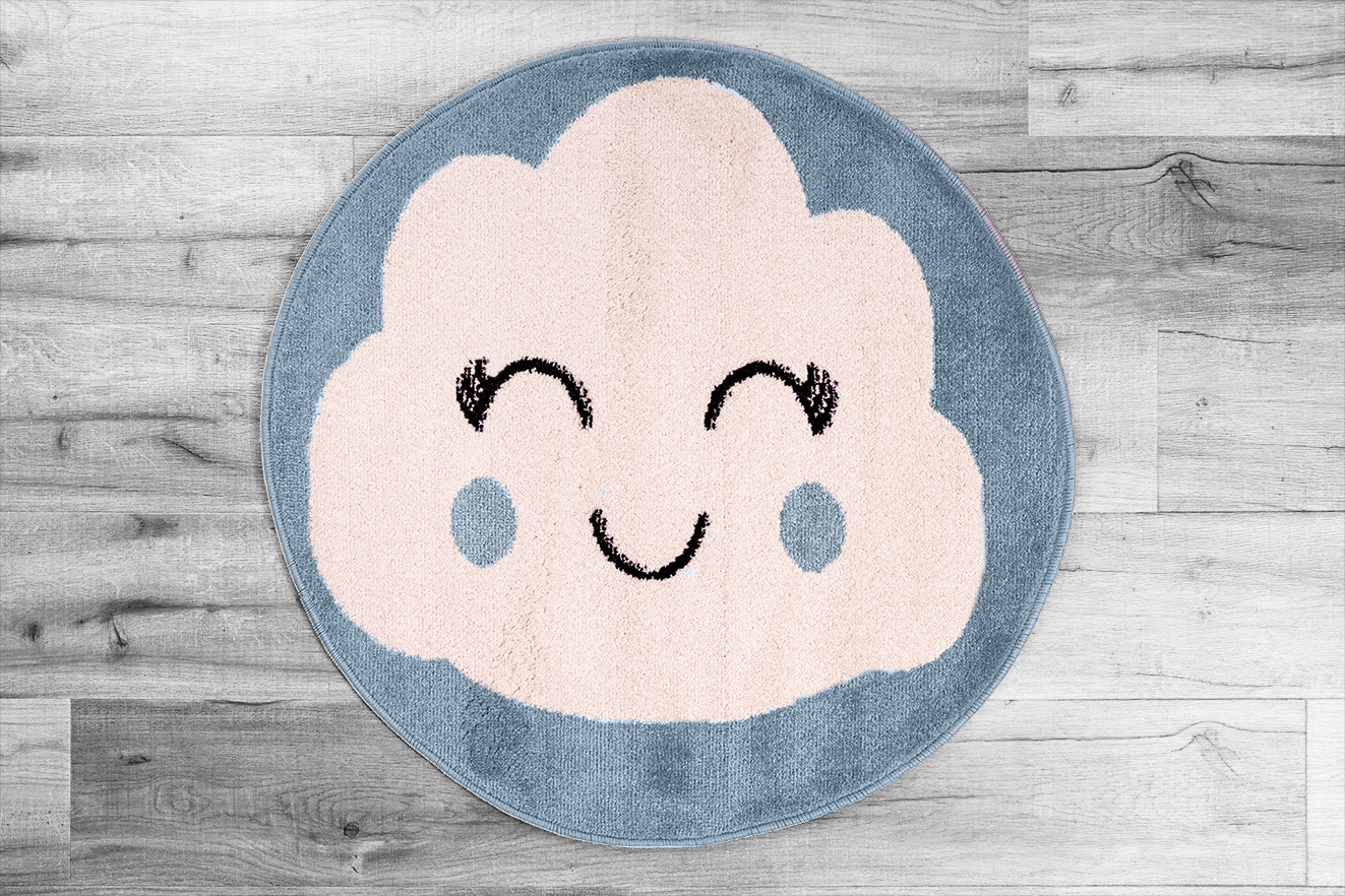 Felhőcske körszőnyeg Pasztellkék 80 cm átmérőjű